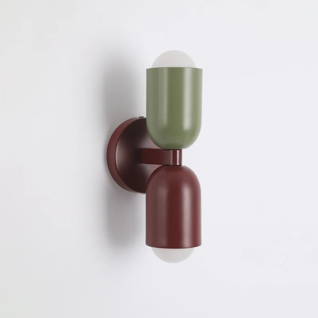 Modern Wall Sconce - Dual Up Down LED Lighting And Color-Blocked Exterior