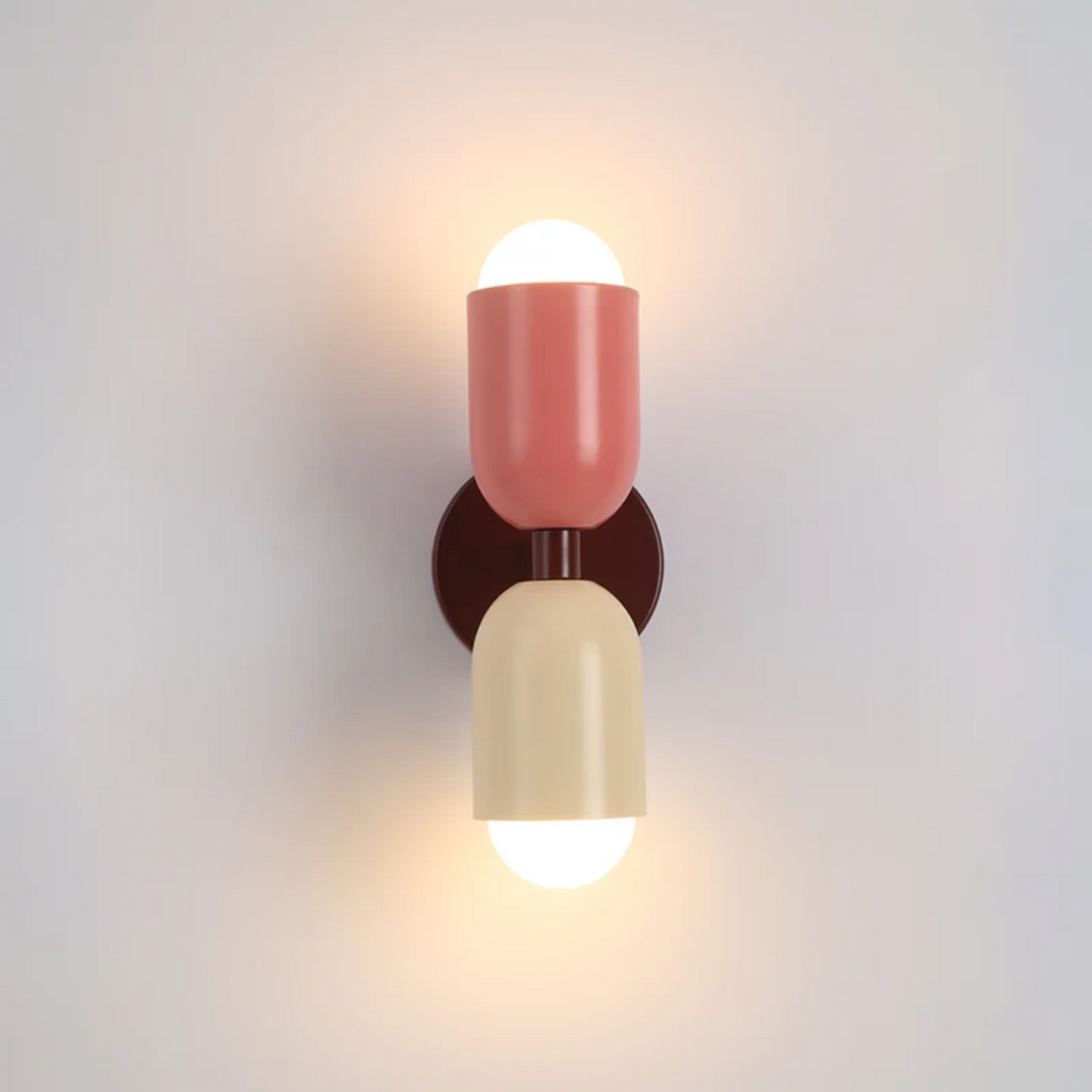 Applique da parete moderna - illuminazione LED doppia verso l’alto e verso il basso e rivestimento esterno a blocchi di colore