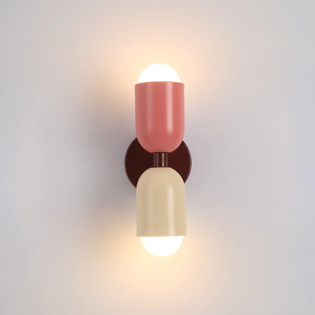 Modern Wall Sconce - Dual Up Down LED Lighting And Color-Blocked Exterior