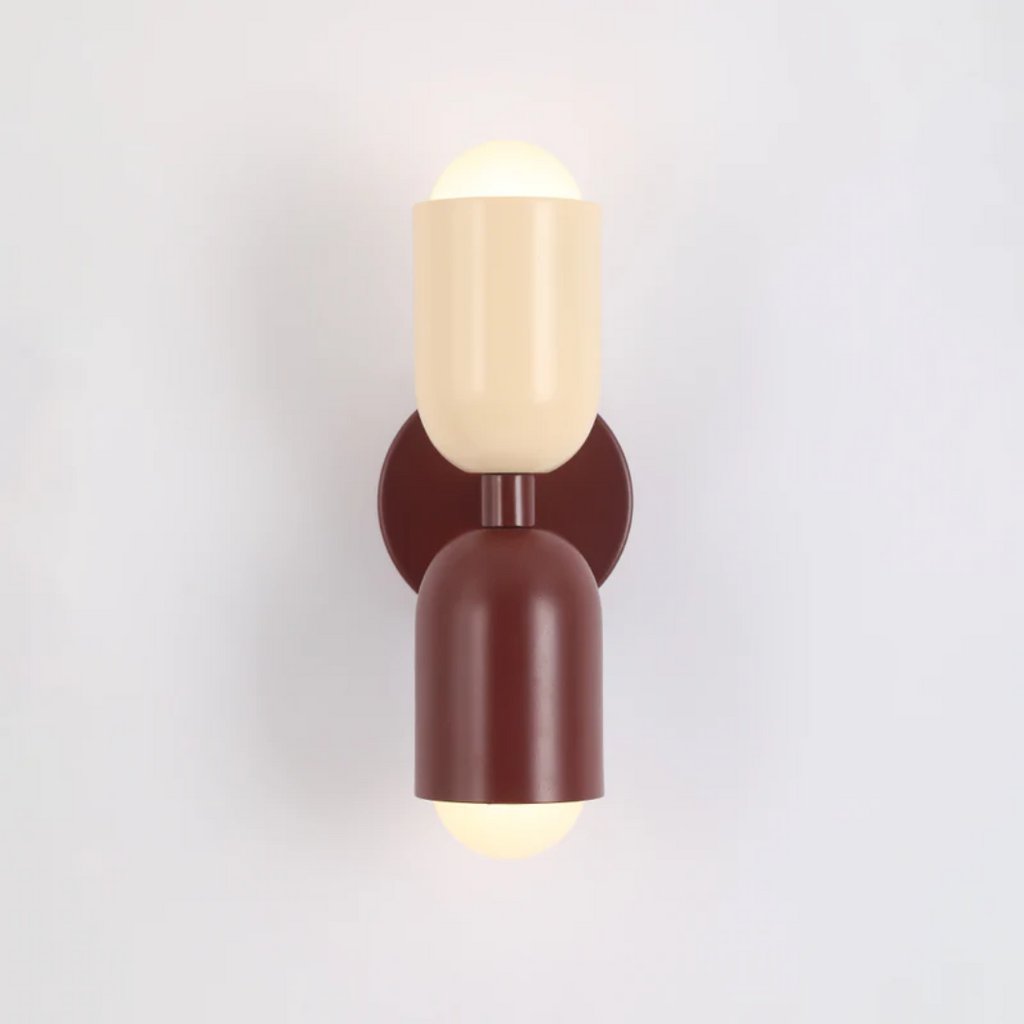 Applique da parete moderna - illuminazione LED doppia verso l’alto e verso il basso e rivestimento esterno a blocchi di colore