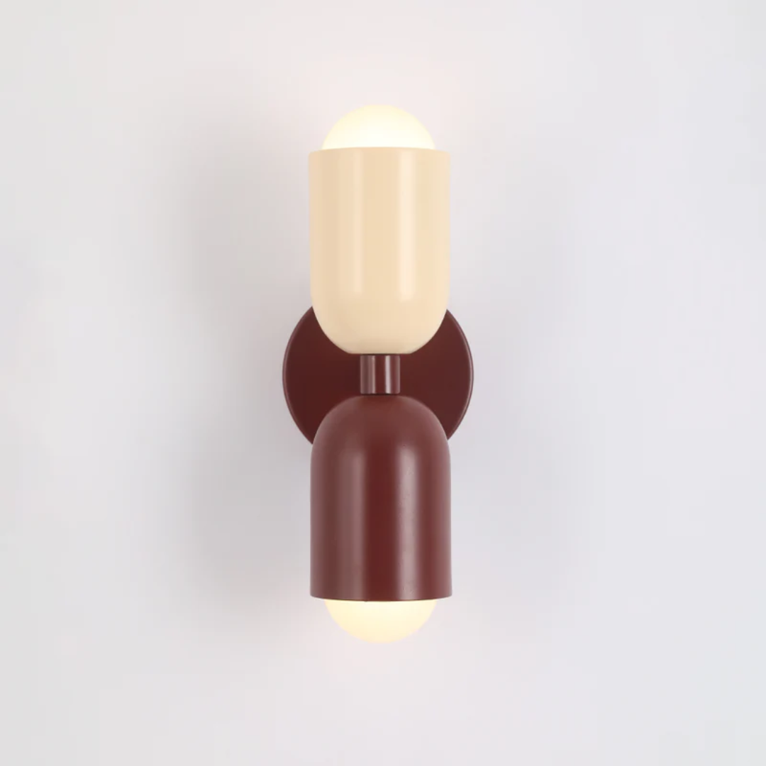 Modern Wall Sconce - Dual Up Down LED Lighting And Color-Blocked Exterior