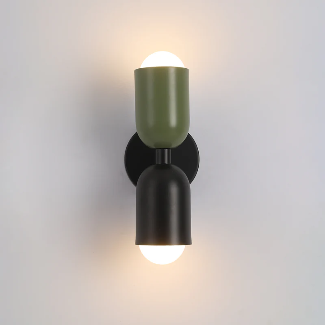 Modern Wall Sconce - Dual Up Down LED Lighting And Color-Blocked Exterior