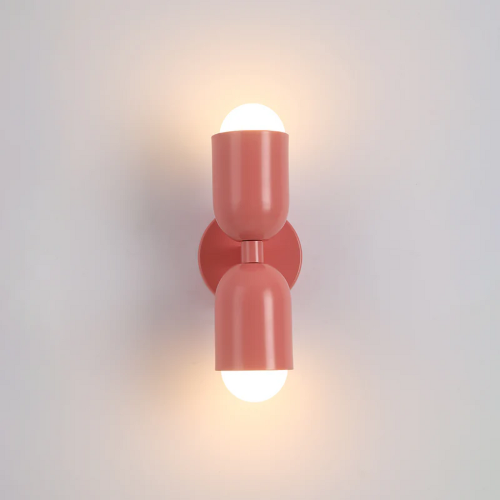 Applique da parete moderna - illuminazione LED doppia verso l’alto e verso il basso e rivestimento esterno a blocchi di colore