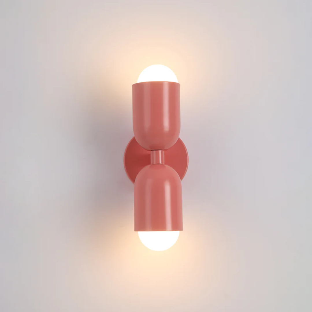 Modern Wall Sconce - Dual Up Down LED Lighting And Color-Blocked Exterior