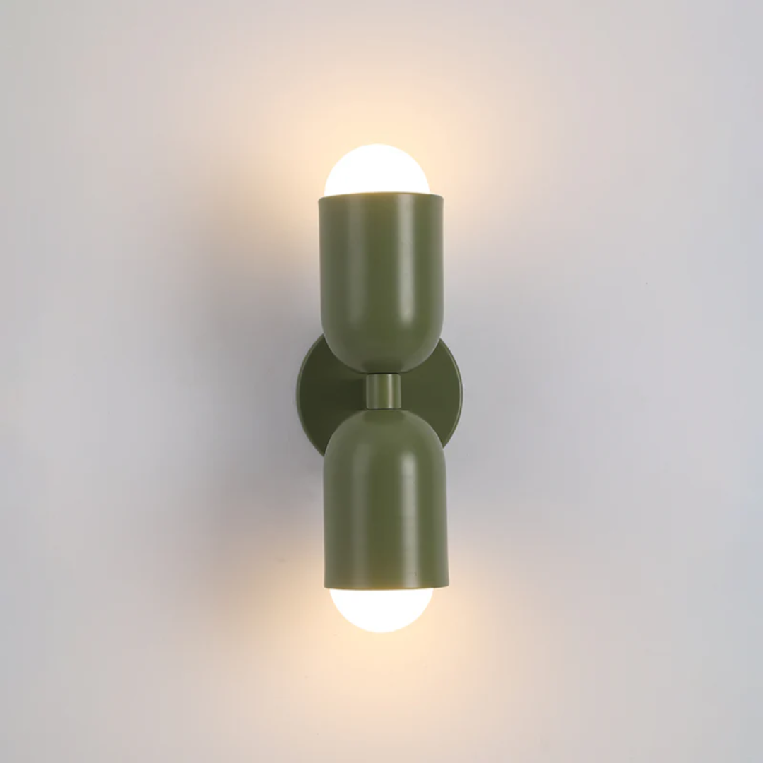 Modern Wall Sconce - Dual Up Down LED Lighting And Color-Blocked Exterior
