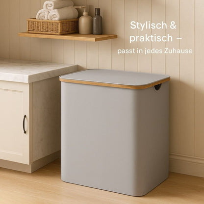 Stylish Laundry Organizer with Lid - 3-Compartment Collection Basket in Neutral Tones | ribuella