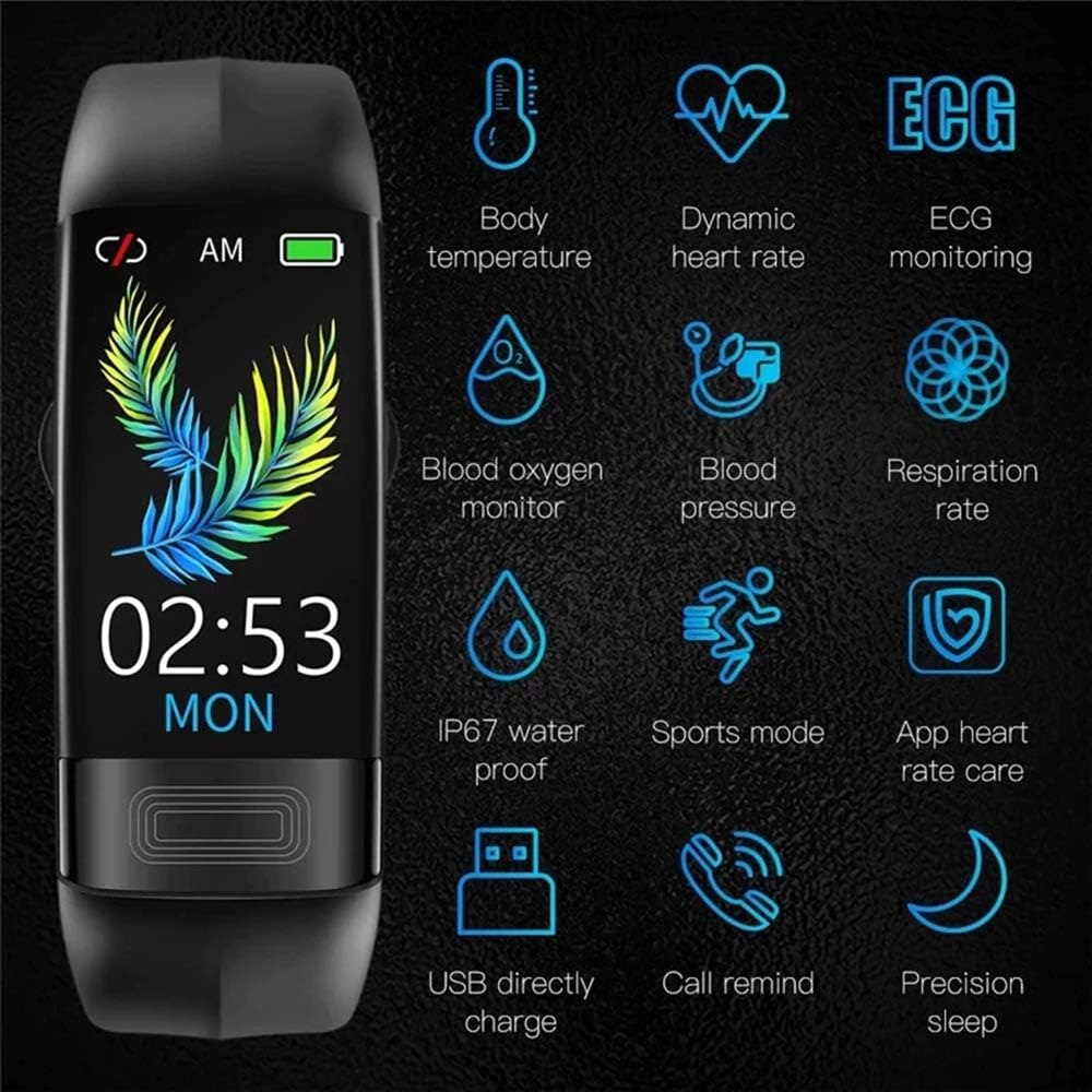 Silicone Band Fitness Tracker Water Resistant Ecg And Heart Rate Activity Monitor