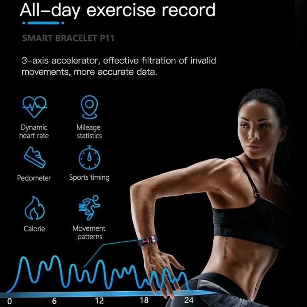 Fitnessmåler med silikonestrop, vandafvisende, med EKG- og pulsmåling