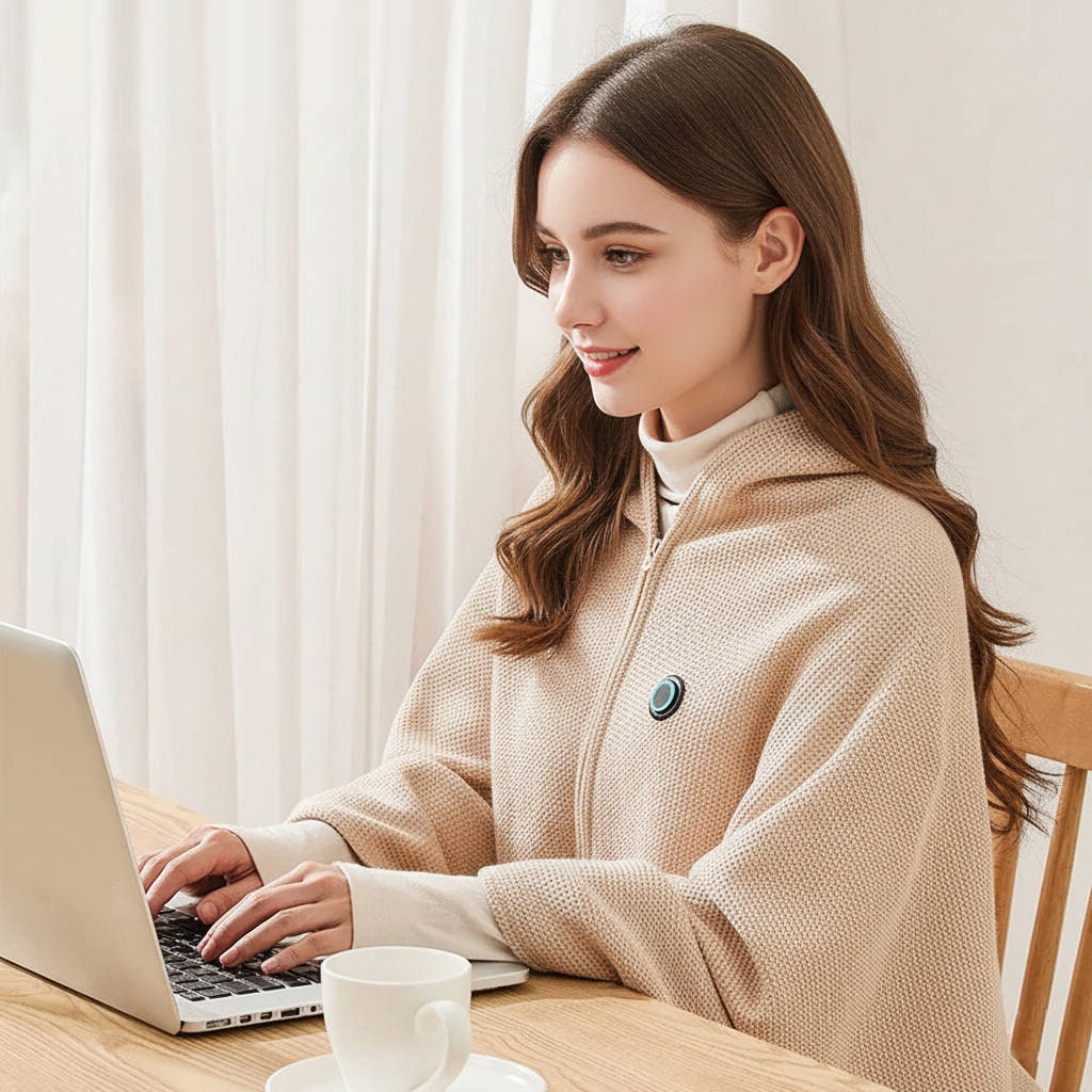 Wearable Heated Throw Blanket, 8 Heating Zones, USB Power, Zipper Closure