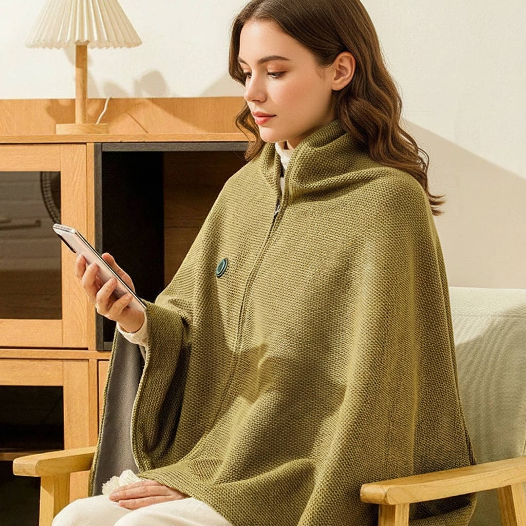 Wearable Heated Throw Blanket, 8 Heating Zones, USB Power, Zipper Closure
