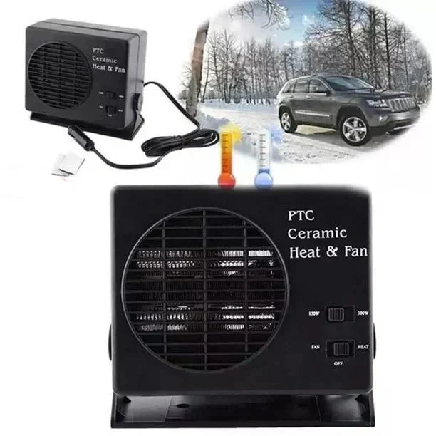 12V Ceramic Car Heater 150W-300W Portable Fan Automatic Thermostat