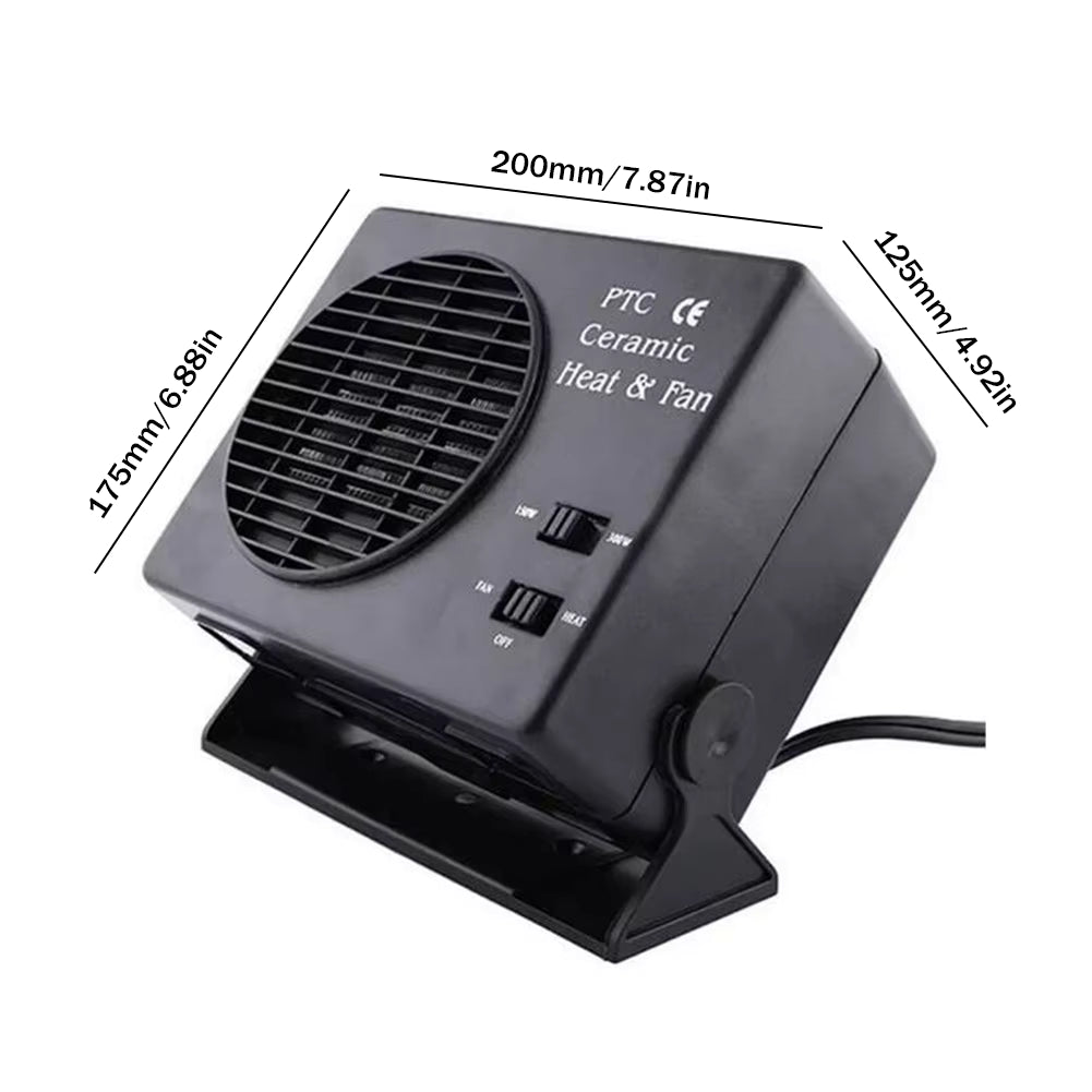 12V Ceramic Car Heater 150W-300W Portable Fan Automatic Thermostat