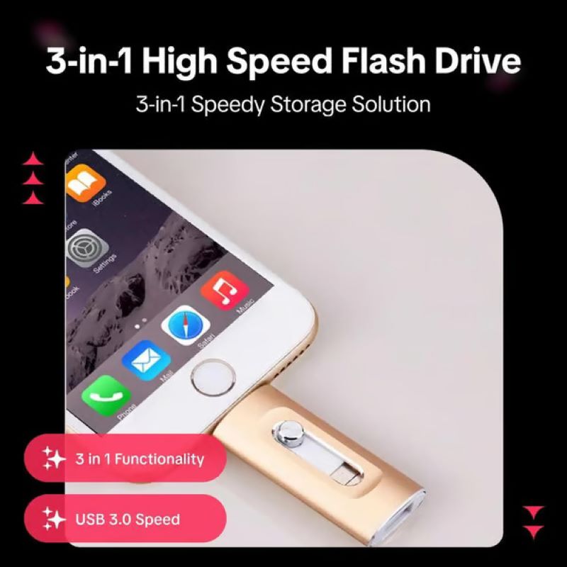 3-in-1-USB-Stick mit großer Kapazität für Mobiltelefon und Computer