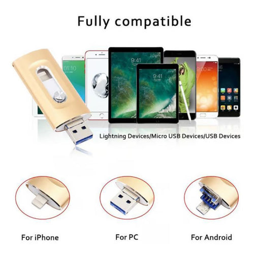 3-i-1 USB-minnepinne med stor kapasitet for mobiltelefon og datamaskin
