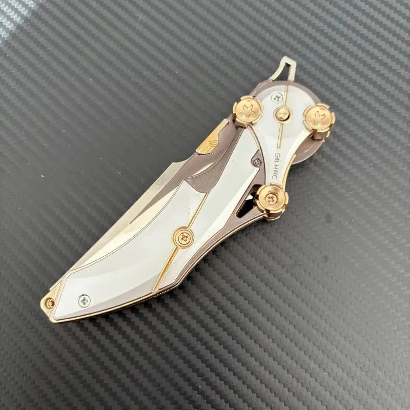 Couteau pliant en acier 8Cr13Mov, outil EDC compact entièrement métallique