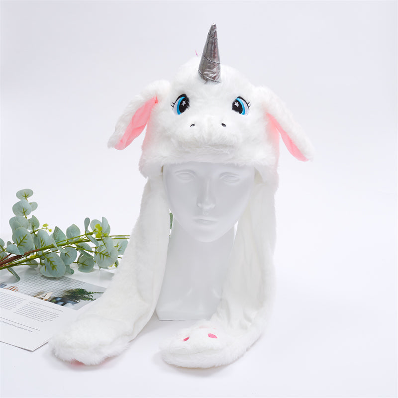 Cappello carino BunnyJoy con orecchie mobili e funzione di pressione sulla zampa