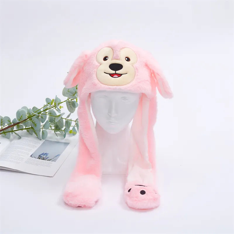 Gorro adorable BunnyJoy con orejas móviles y función de presionar la pata