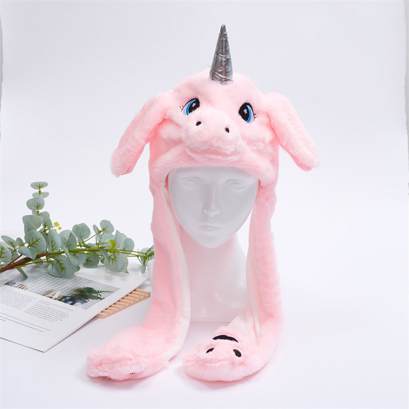 Cappello carino BunnyJoy con orecchie mobili e funzione di pressione sulla zampa