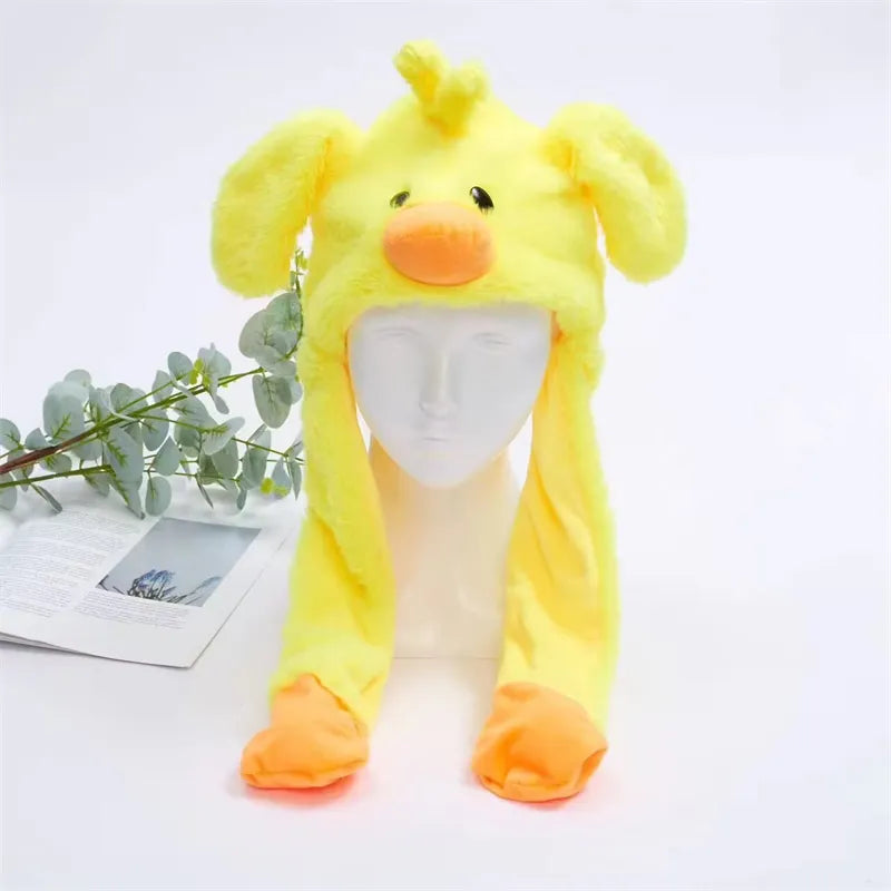 Cappello carino BunnyJoy con orecchie mobili e funzione di pressione sulla zampa