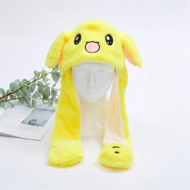 Gorro adorable BunnyJoy con orejas móviles y función de presionar la pata