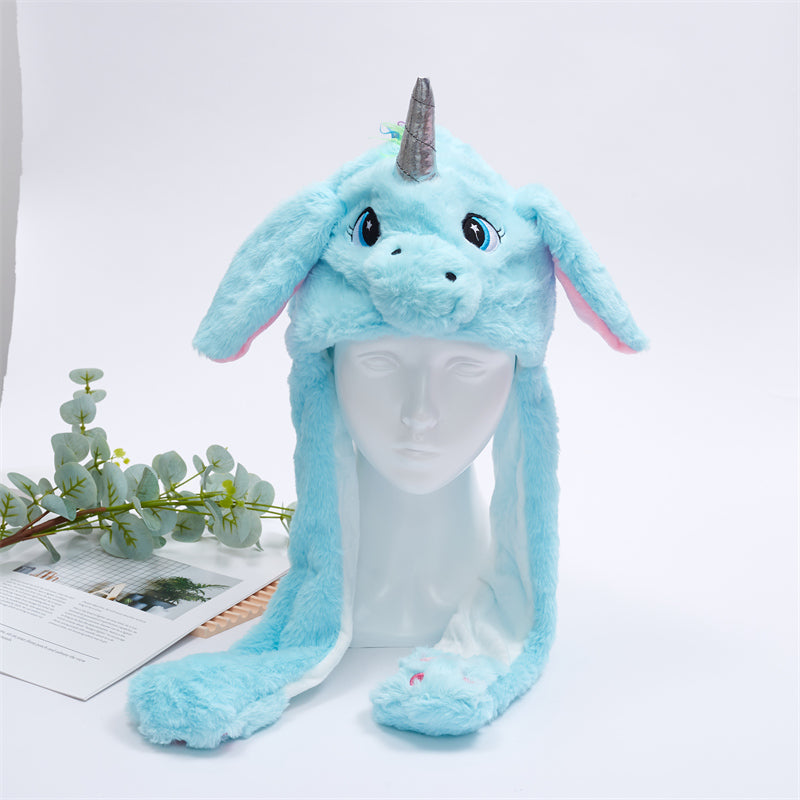 Cappello carino BunnyJoy con orecchie mobili e funzione di pressione sulla zampa
