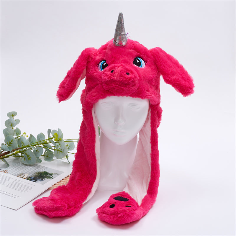 Cappello carino BunnyJoy con orecchie mobili e funzione di pressione sulla zampa