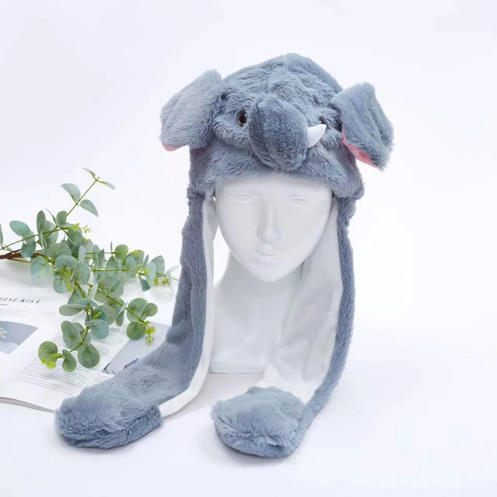 Cappello carino BunnyJoy con orecchie mobili e funzione di pressione sulla zampa