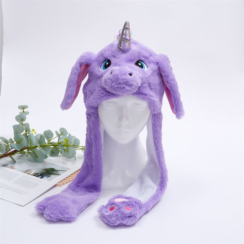 Gorro adorable BunnyJoy con orejas móviles y función de presionar la pata