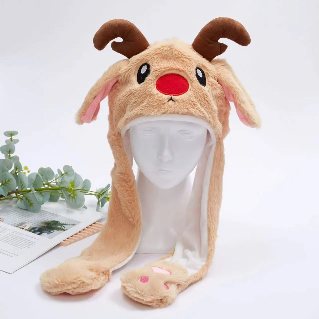 Cappello carino BunnyJoy con orecchie mobili e funzione di pressione sulla zampa