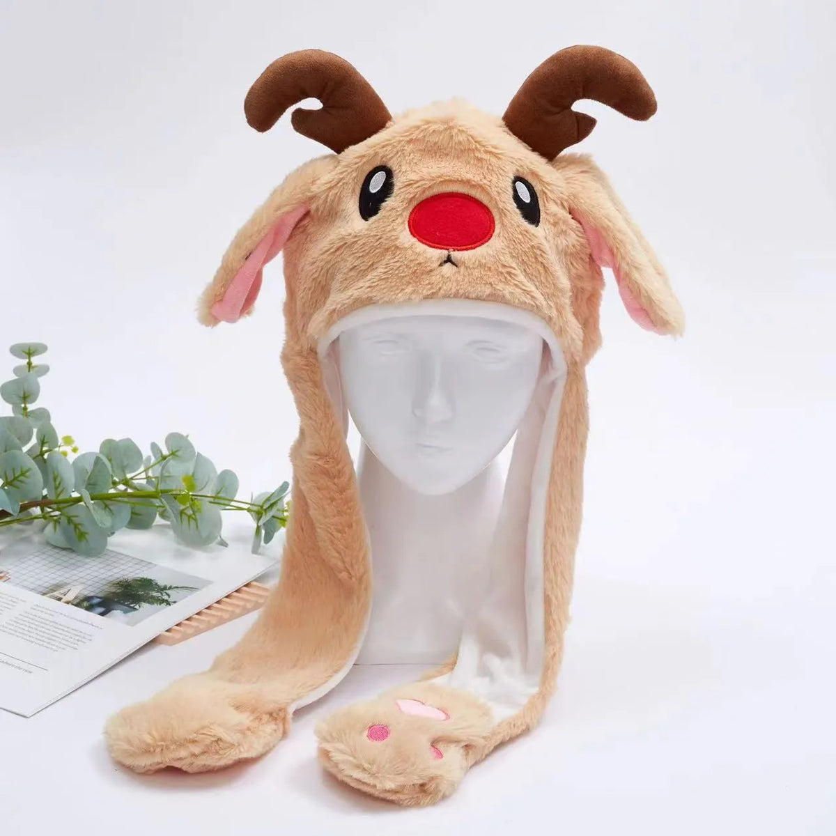 Gorro adorable BunnyJoy con orejas móviles y función de presionar la pata