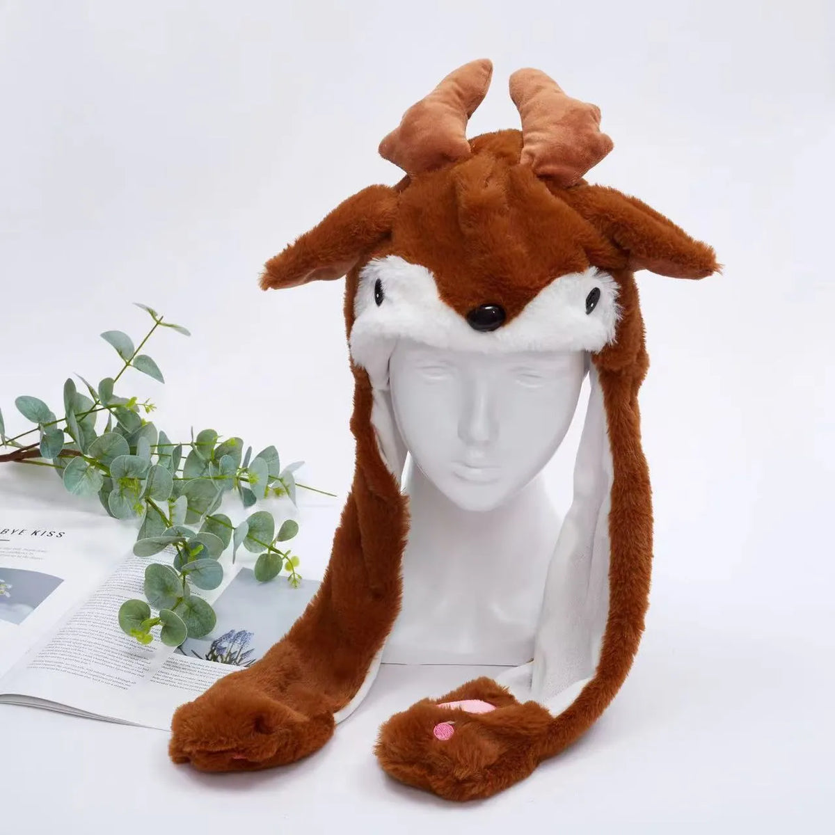 Gorro adorable BunnyJoy con orejas móviles y función de presionar la pata