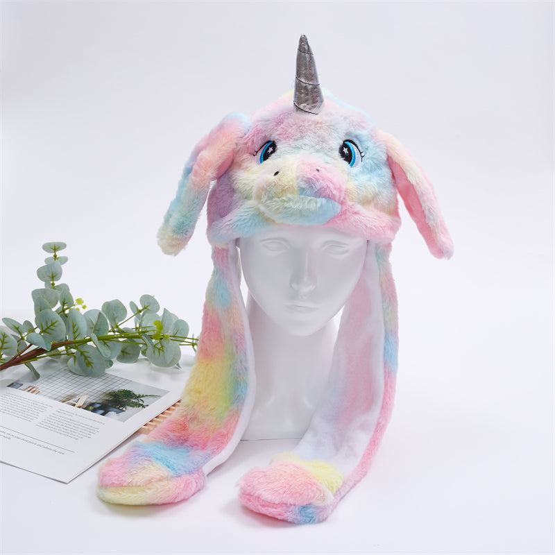 Cappello carino BunnyJoy con orecchie mobili e funzione di pressione sulla zampa