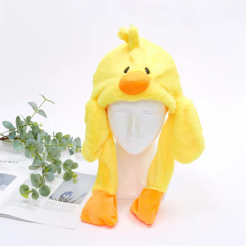 Cappello carino BunnyJoy con orecchie mobili e funzione di pressione sulla zampa