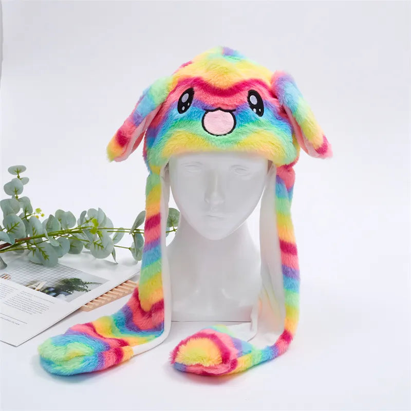Gorro adorable BunnyJoy con orejas móviles y función de presionar la pata