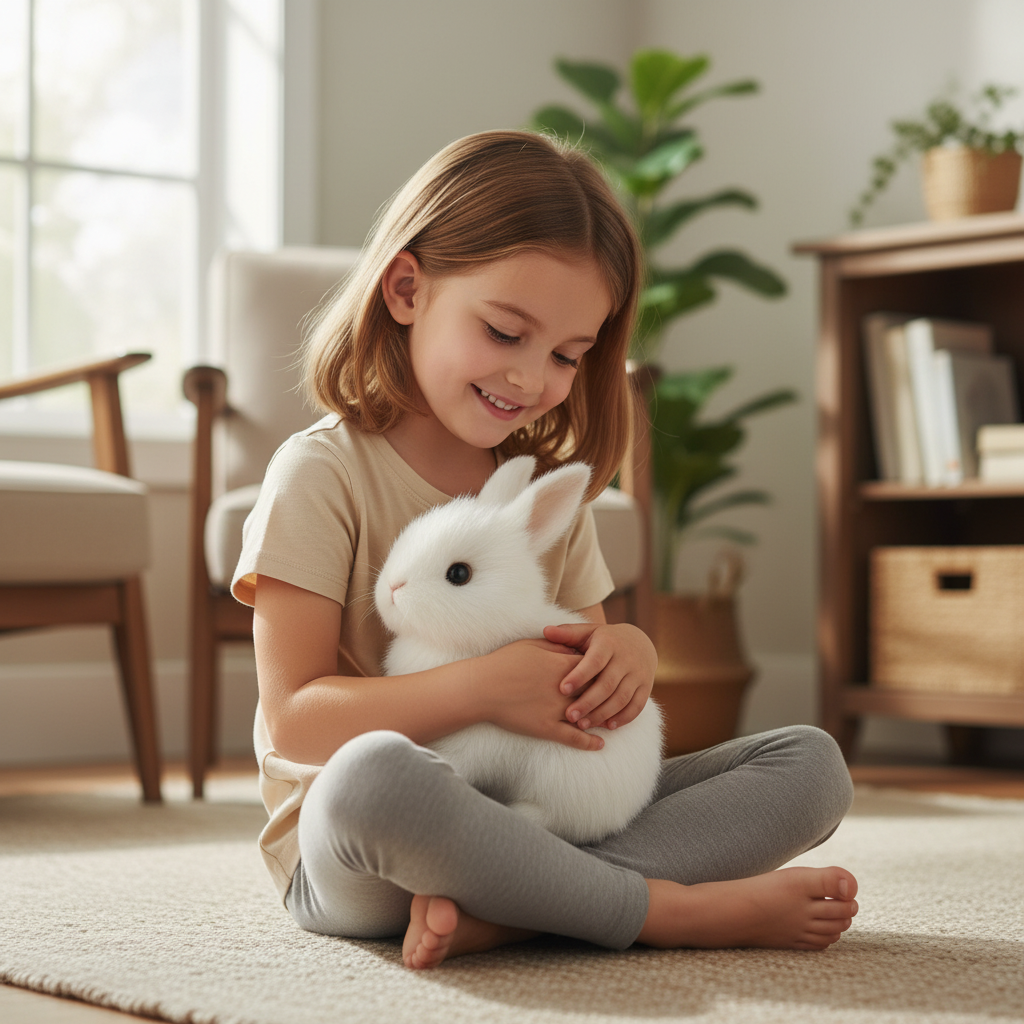 Realistisk BunnyLoom-leksakskanin som hoppar och rör sig interaktivt för barn