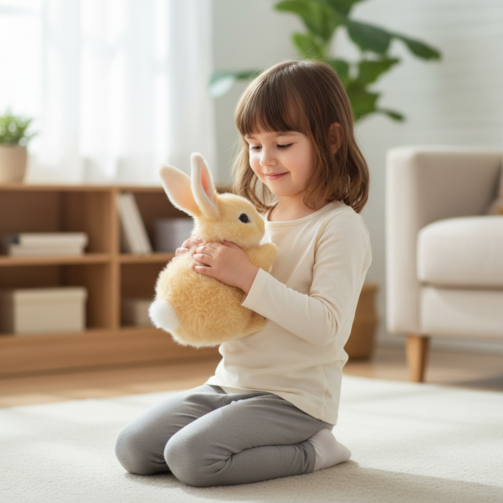 Realistisk BunnyLoom-leksakskanin som hoppar och rör sig interaktivt för barn