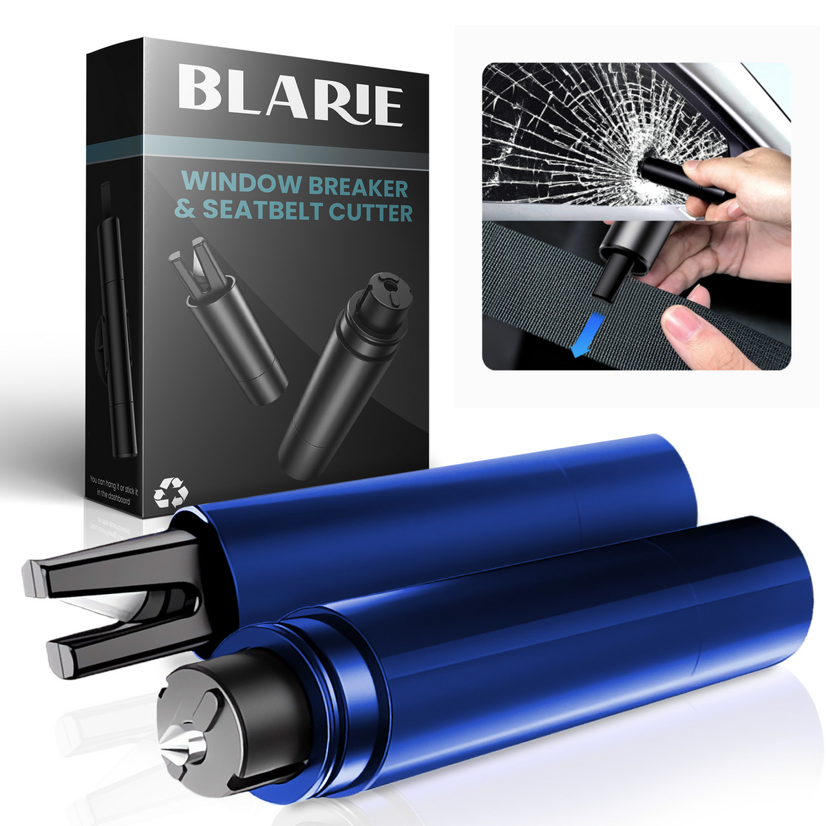 Car Safety Hammer With Tungsten Glass Breaker, Seatbelt Cutter
