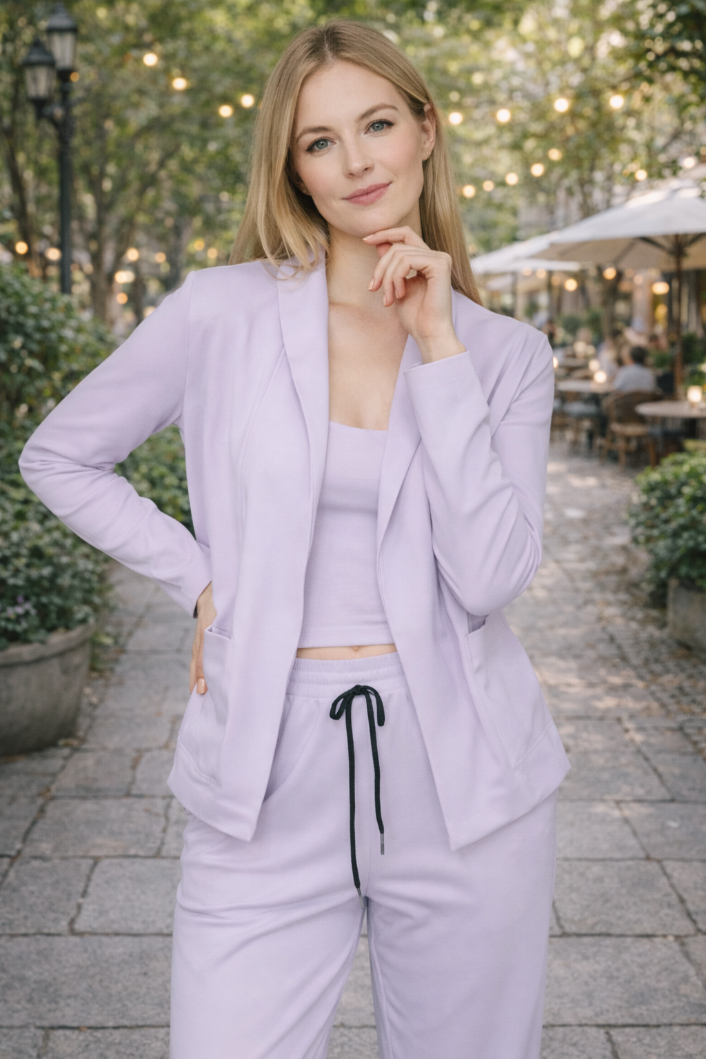 Conjunto de blazer holgado y pantalón cómodo para mujer