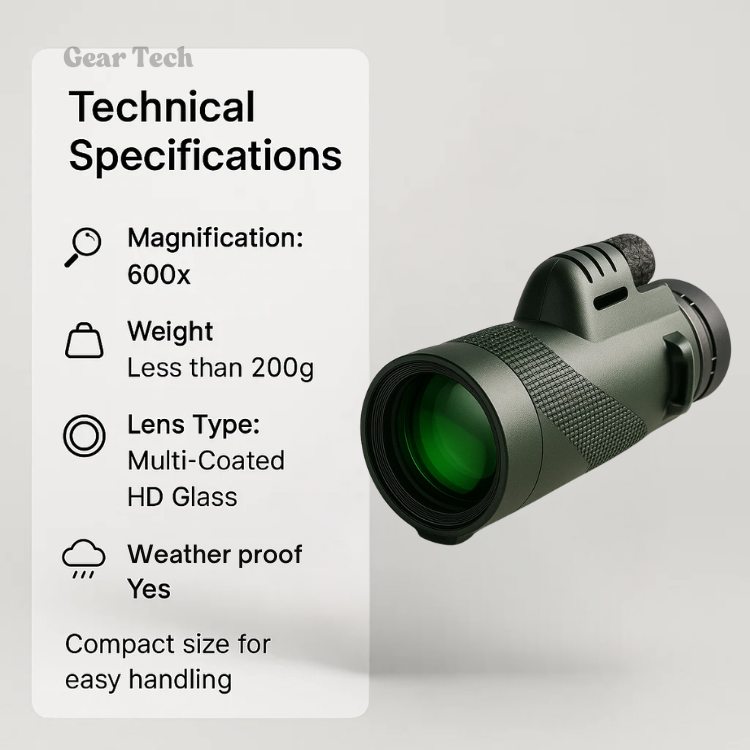 600x HD Zoom Monocular With Ultra-Light Pocket Design