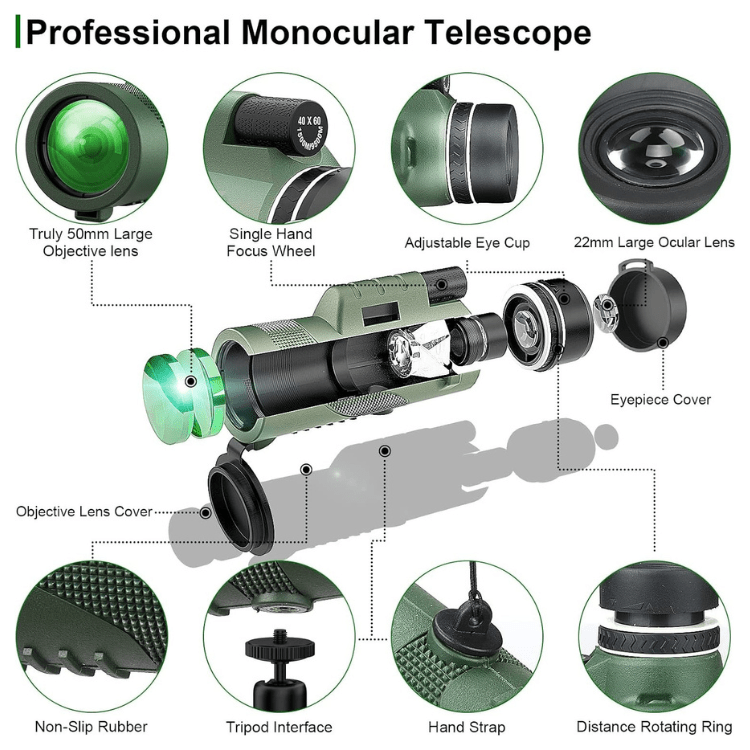 600x HD Zoom Monocular With Ultra-Light Pocket Design