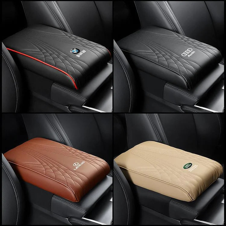 Premium Leather Car Armrest Pad, Memory Foam Cushion
