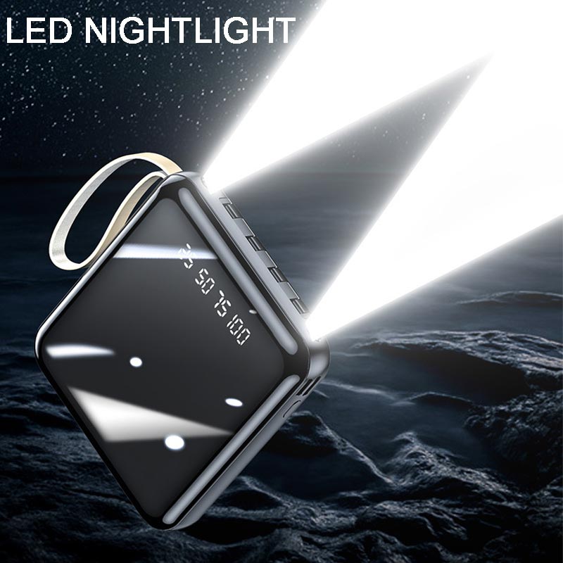 Mini 20000mAh Fast Charge Power Bank With Built-In Cables