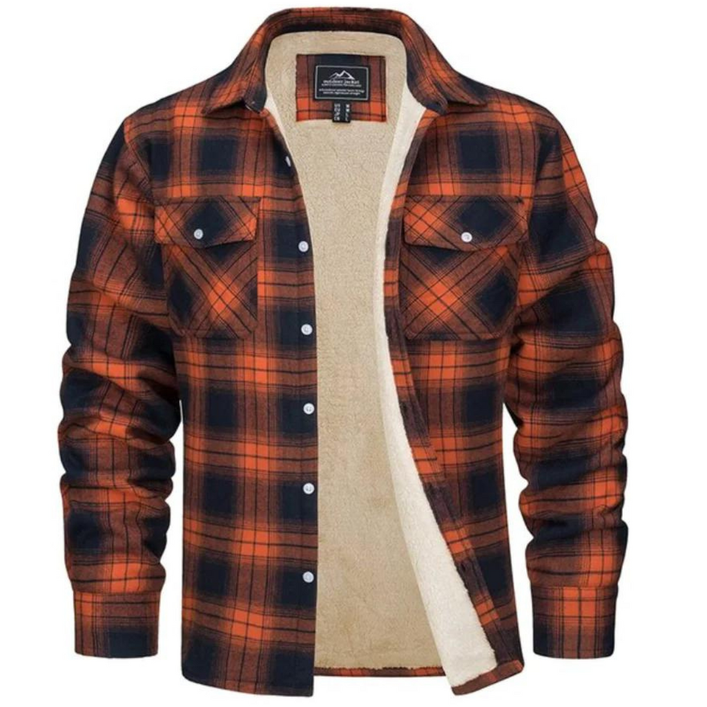 Fleece-Lined Plaid Shirt Jacket – Cozy Warm Layering Outerwear