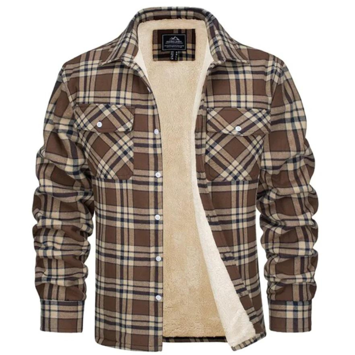 Fleece-Lined Plaid Shirt Jacket – Cozy Warm Layering Outerwear