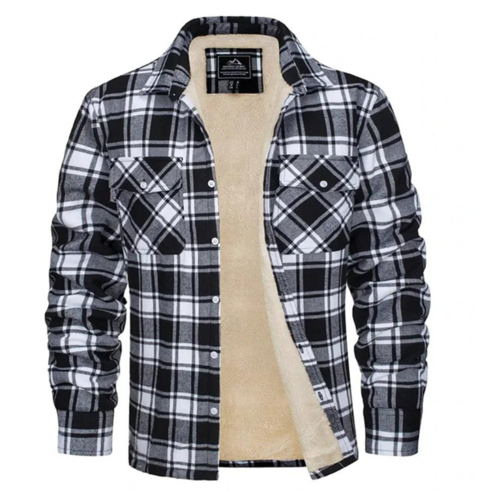 Fleece-Lined Plaid Shirt Jacket – Cozy Warm Layering Outerwear
