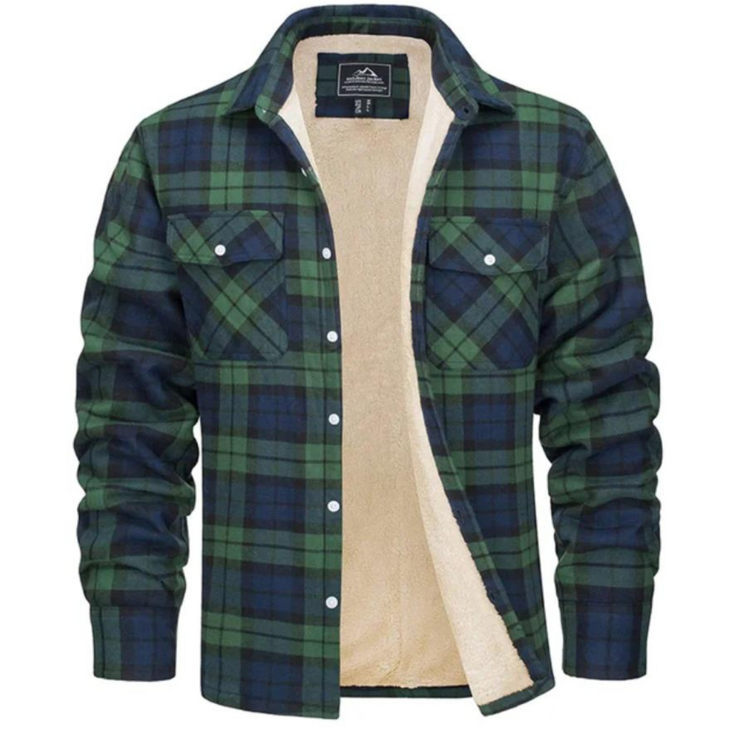 Fleece-Lined Plaid Shirt Jacket – Cozy Warm Layering Outerwear