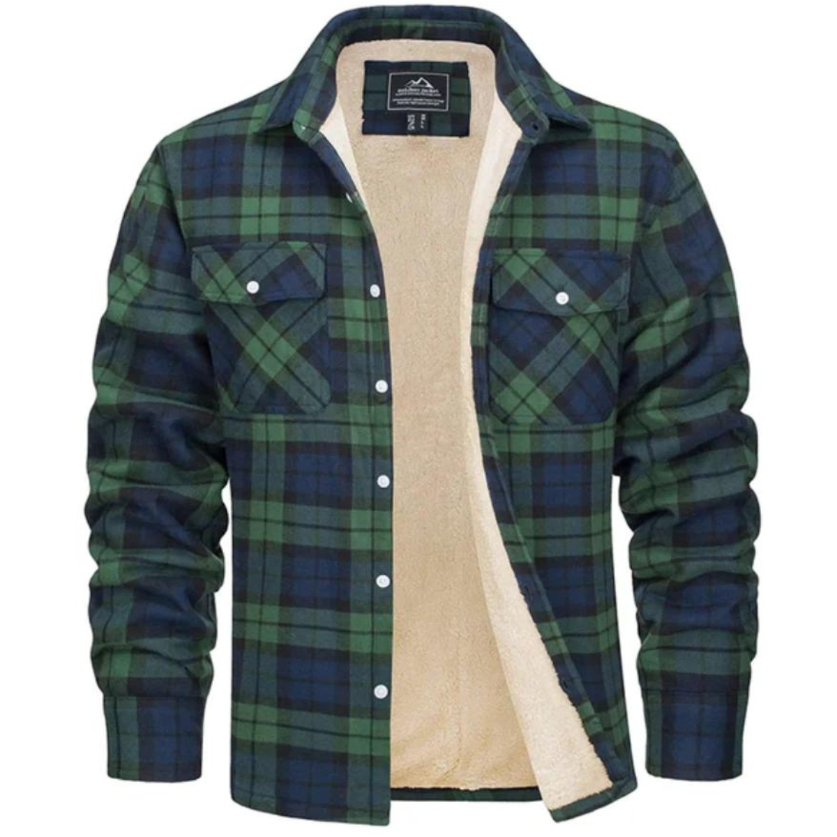 Fleece-Lined Plaid Shirt Jacket – Cozy Warm Layering Outerwear