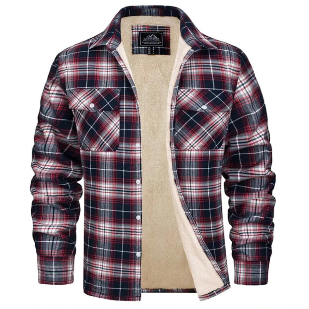 Fleece-Lined Plaid Shirt Jacket – Cozy Warm Layering Outerwear