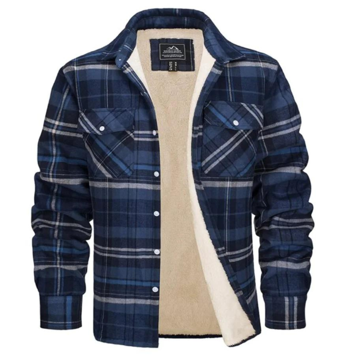 Fleece-Lined Plaid Shirt Jacket – Cozy Warm Layering Outerwear