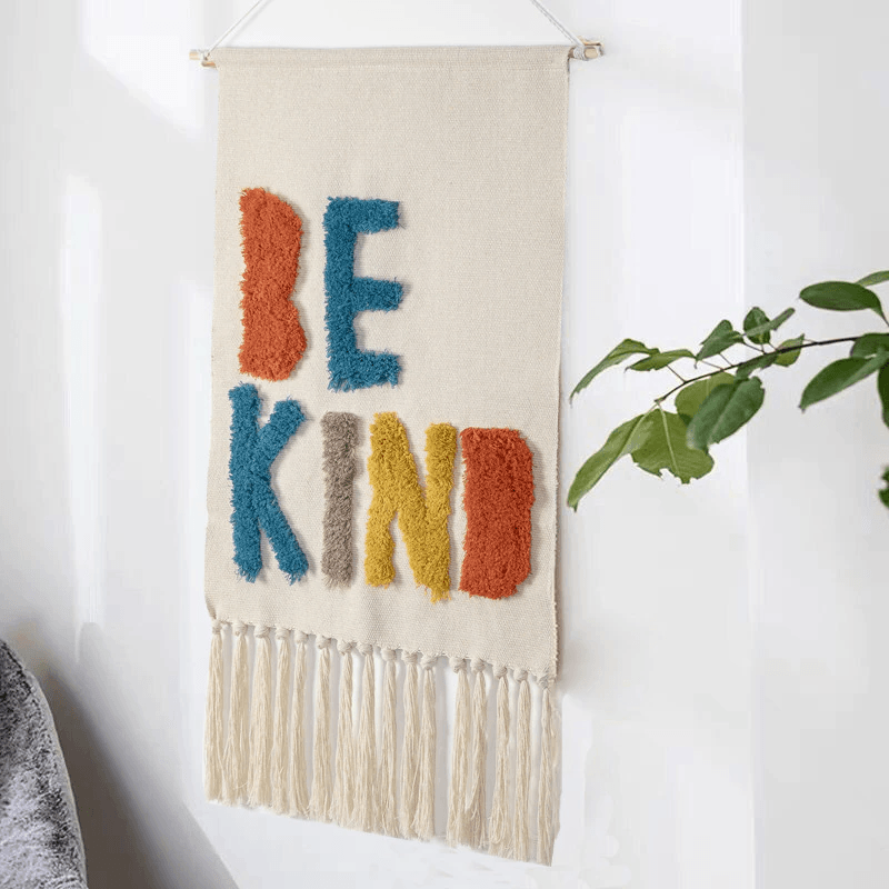 Geometric Tufted Wall Tapestry Macrame Fringe Boho Decor